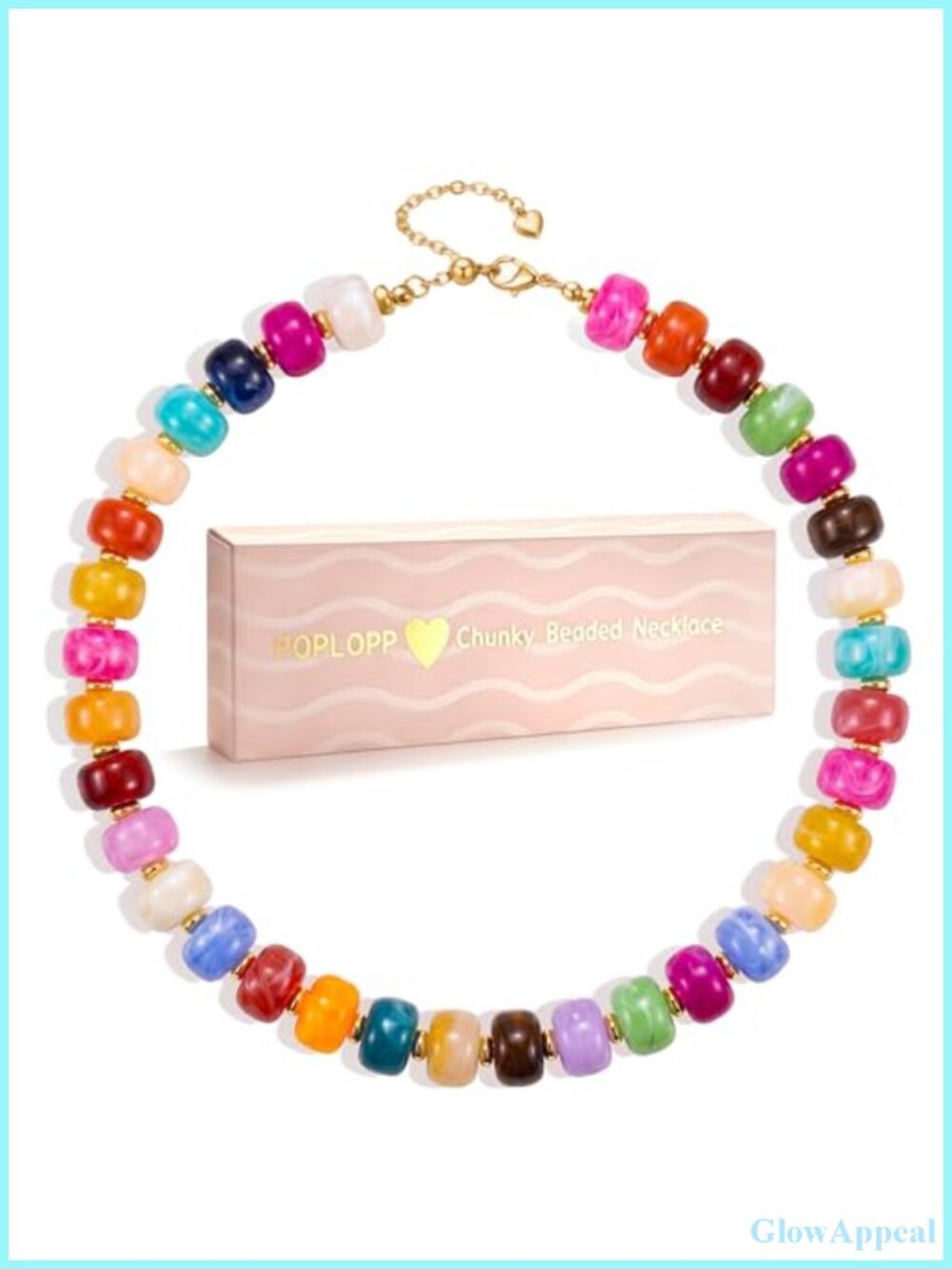 Chunky Beaded Necklace Boho Statement Choker Adjustable Resin Beads